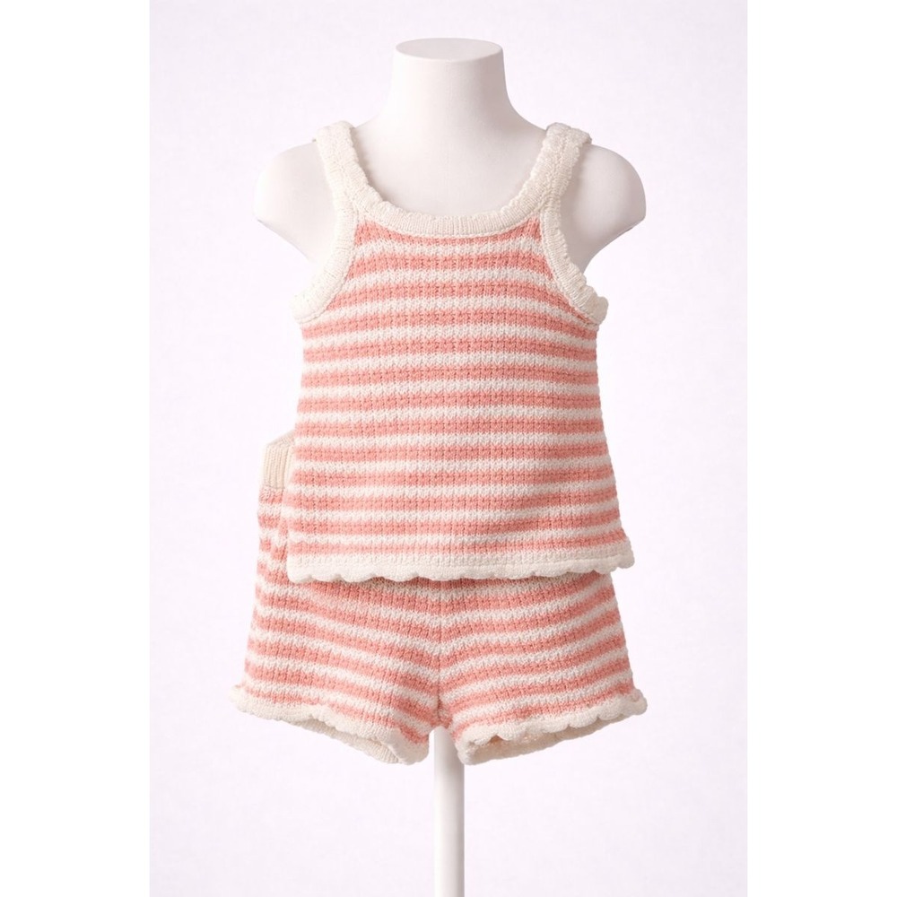 NwT Jessica Simpson Girls Pink White Striped Knit‎ Tank Top Shorts Set Size 4